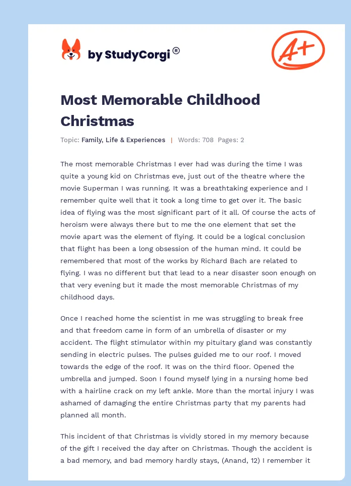 Most Memorable Childhood Christmas. Page 1