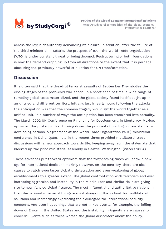 Politics of the Global Economy International Relations. Page 2