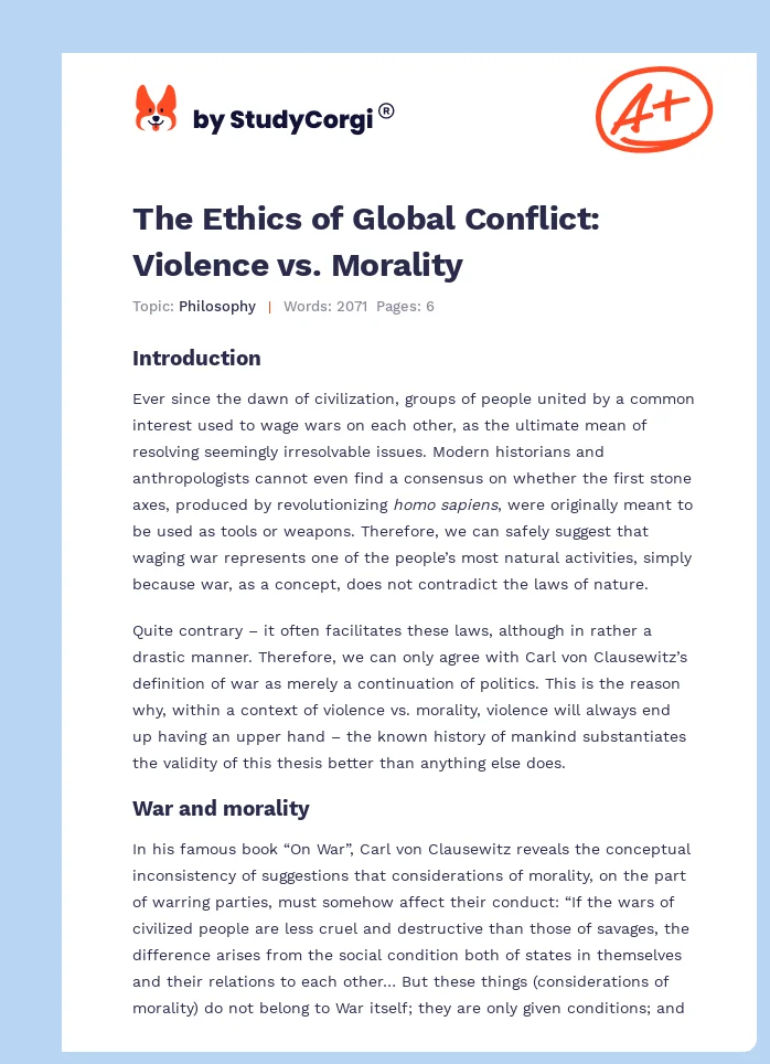The Ethics of Global Conflict: Violence vs. Morality. Page 1