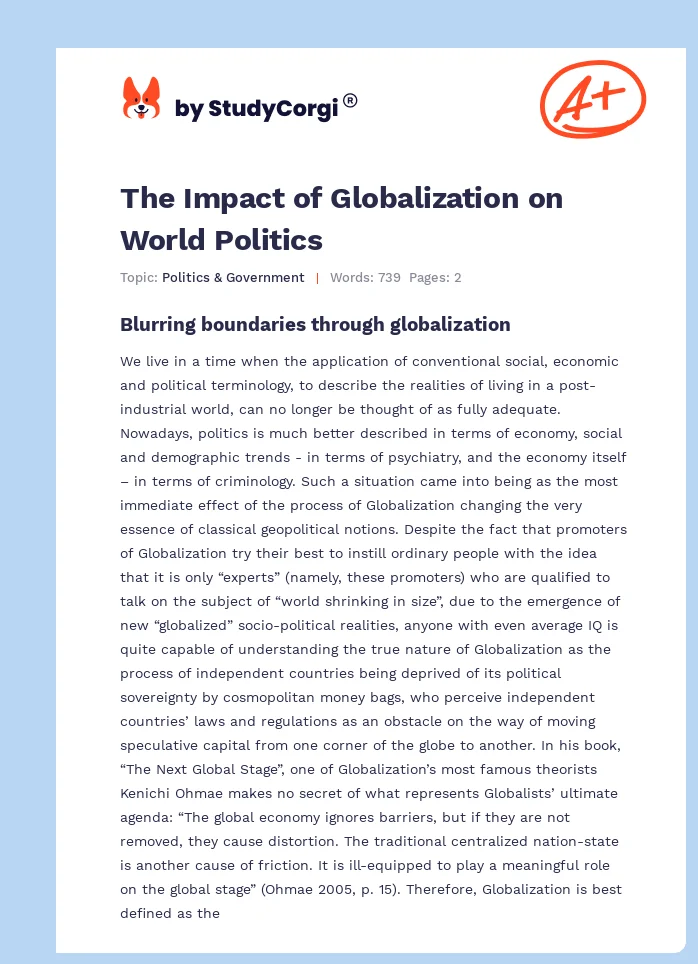 The Impact of Globalization on World Politics. Page 1