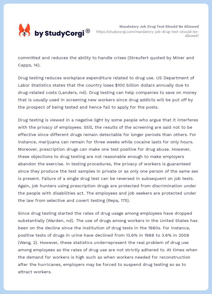 Mandatory Job Drug Test Should Be Allowed. Page 2