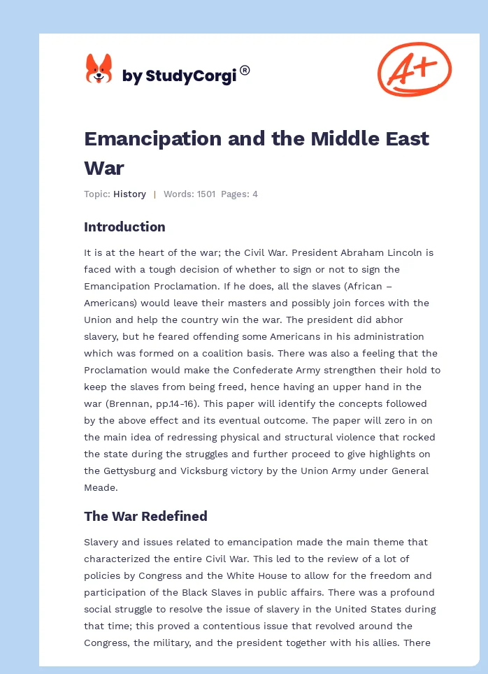 Emancipation and the Middle East War. Page 1