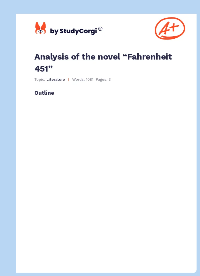 Analysis of the novel “Fahrenheit 451”. Page 1
