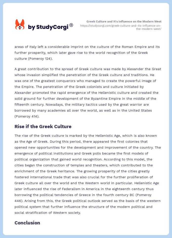 Greek Culture and It's Influence on the Modern West. Page 2