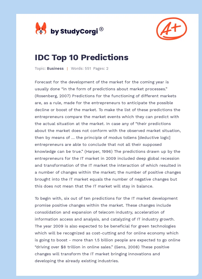 IDC Top 10 Predictions. Page 1