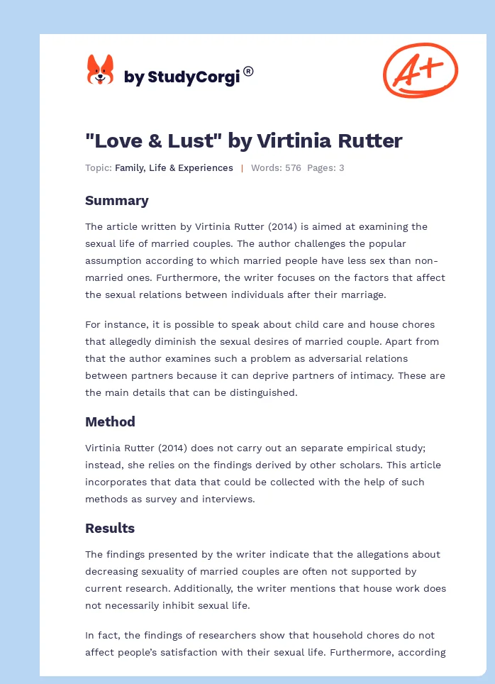 "Love & Lust" by Virtinia Rutter. Page 1