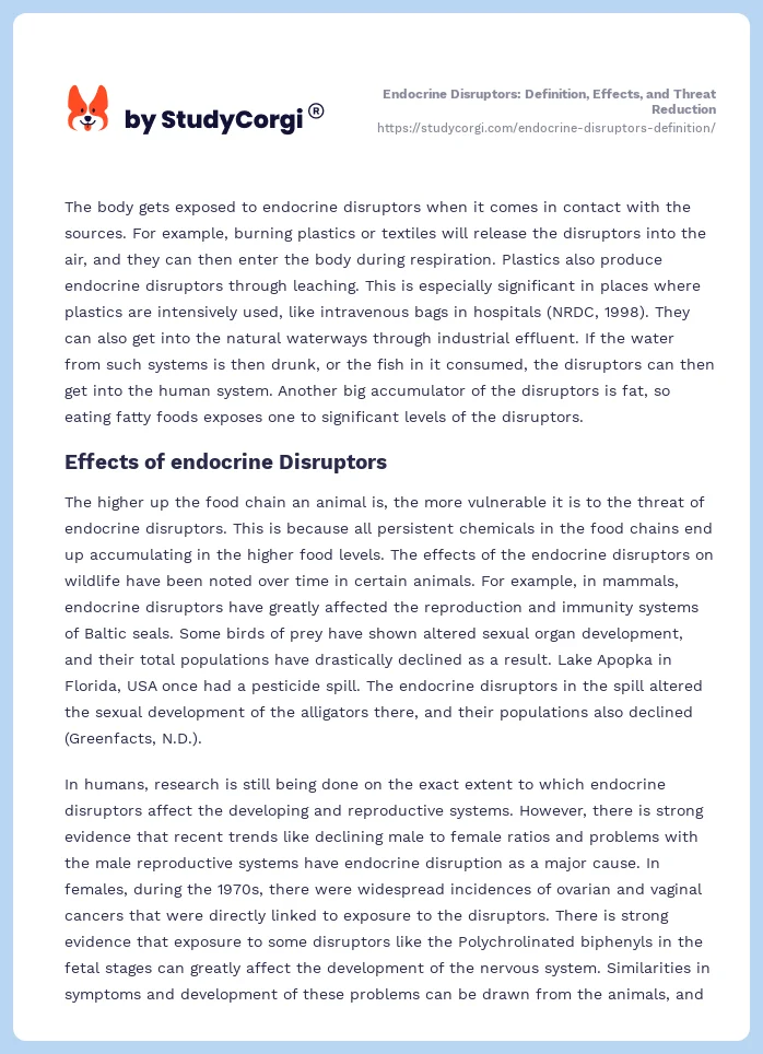 Endocrine Disruptors: Definition, Effects, and Threat Reduction. Page 2