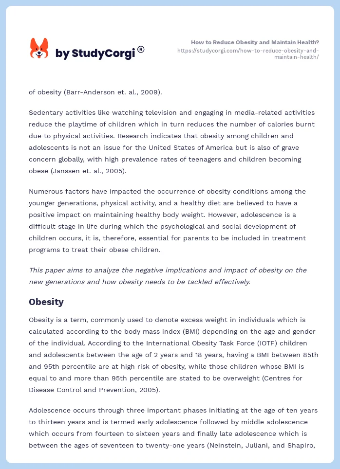 How to Reduce Obesity and Maintain Health?. Page 2