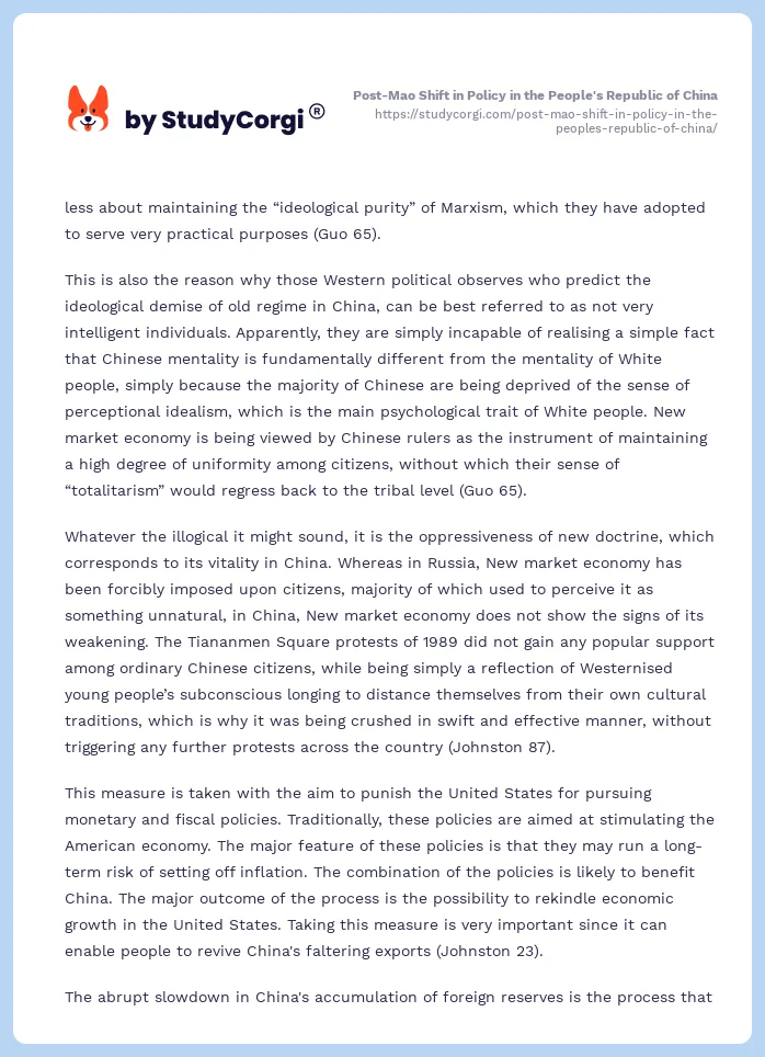 Post-Mao Shift in Policy in the People's Republic of China. Page 2