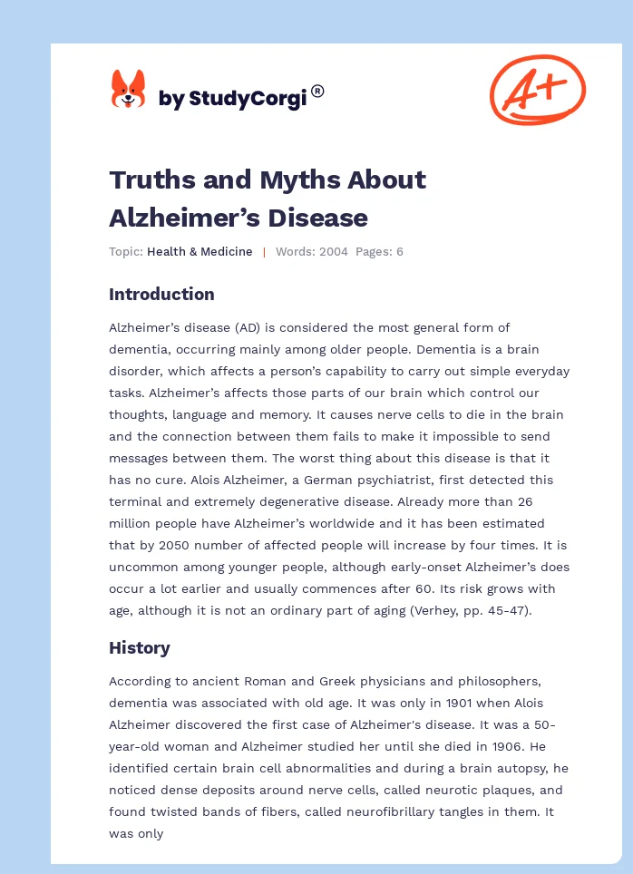 Truths and Myths About Alzheimer’s Disease. Page 1