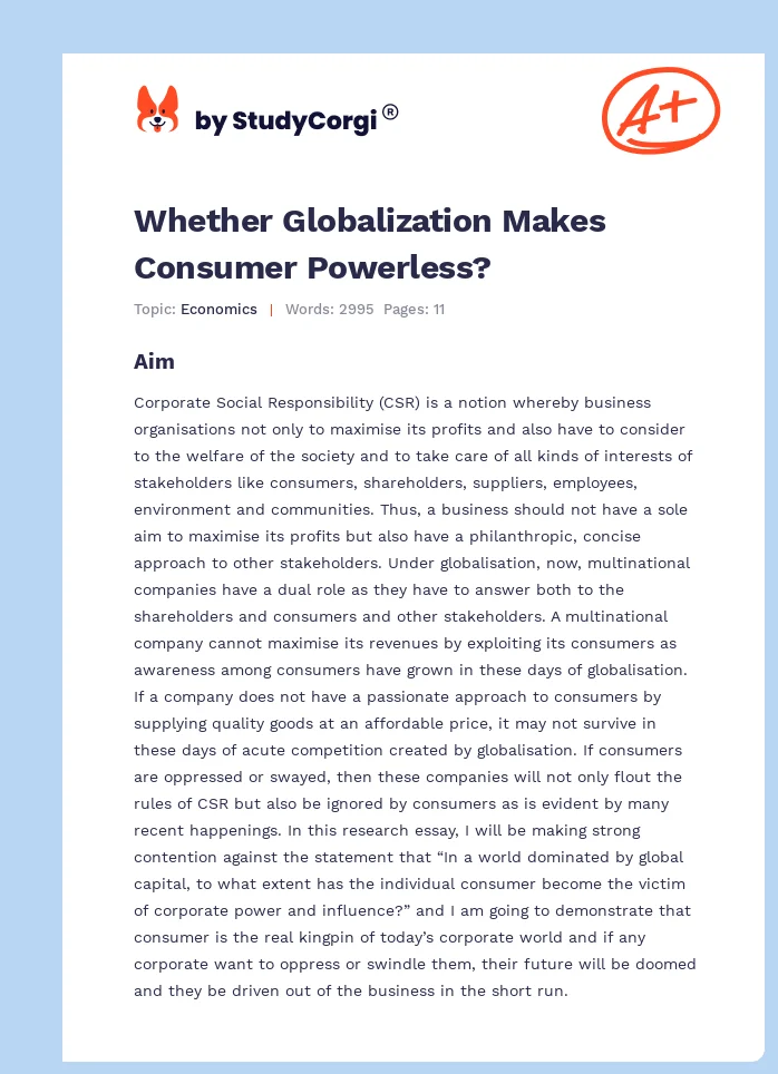 Whether Globalization Makes Consumer Powerless?. Page 1