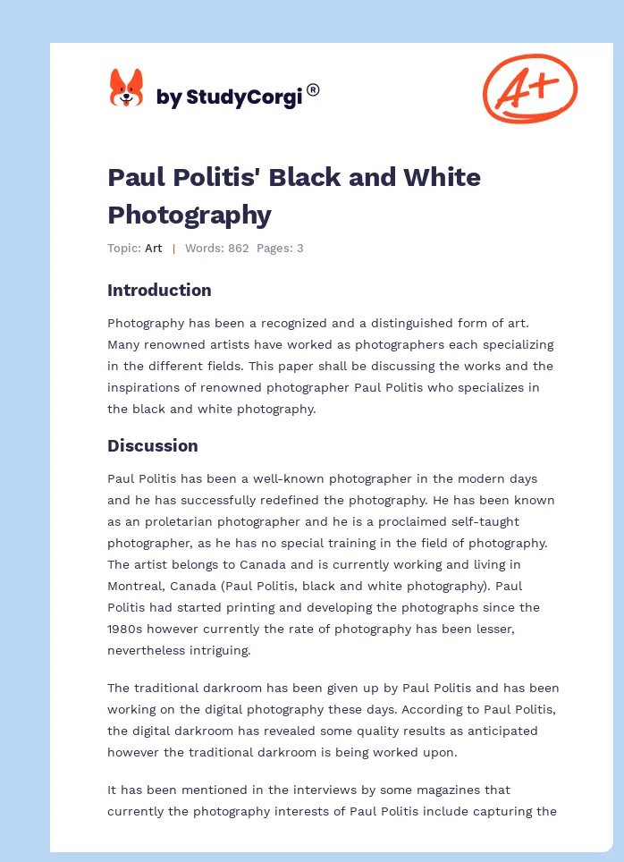 Paul Politis' Black and White Photography. Page 1