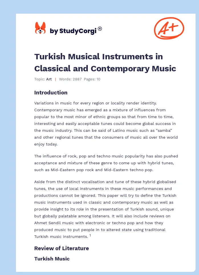 Turkish Musical Instruments in Classical and Contemporary Music. Page 1