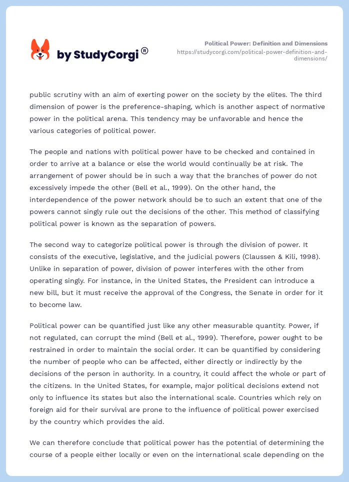 Political Power: Definition and Dimensions. Page 2