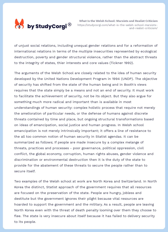 What Is the Welsh School: Marxists and Realist Criticism. Page 2
