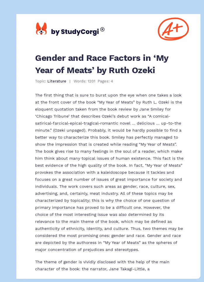 Gender and Race Factors in ‘My Year of Meats’ by Ruth Ozeki. Page 1
