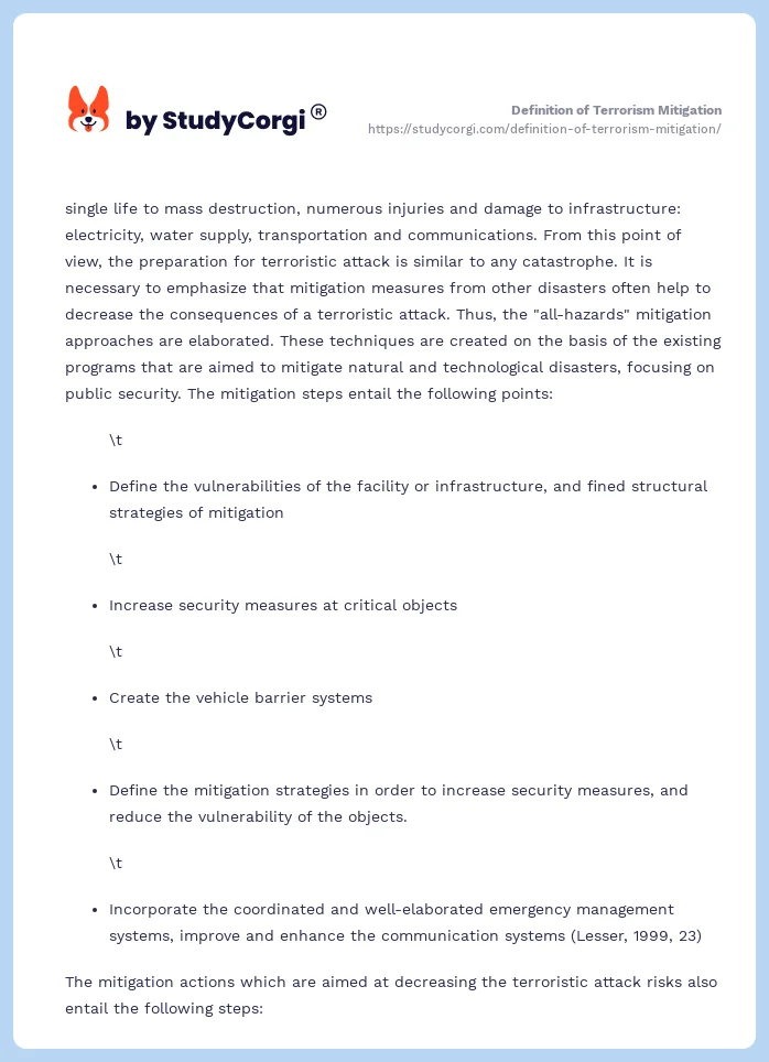 Definition of Terrorism Mitigation. Page 2