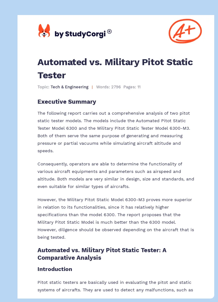 Automated vs. Military Pitot Static Tester. Page 1