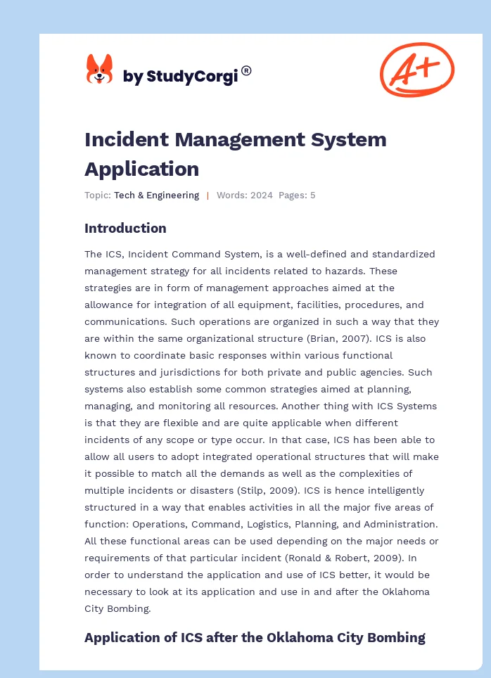 Incident Management System Application. Page 1