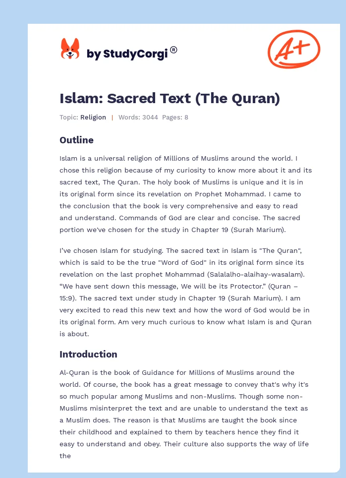 Islam: Sacred Text (The Quran). Page 1
