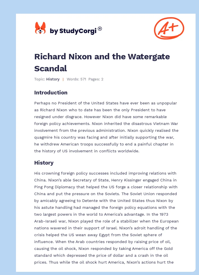 Richard Nixon and the Watergate Scandal. Page 1