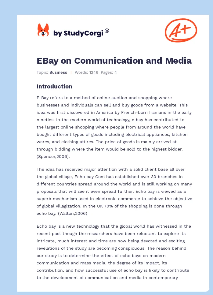 EBay on Communication and Media. Page 1