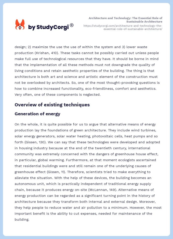 Architecture and Technology: The Essential Role of Sustainable Architecture. Page 2