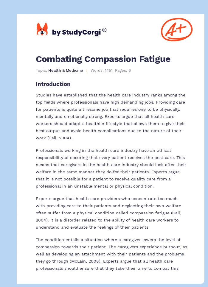 Combating Compassion Fatigue. Page 1