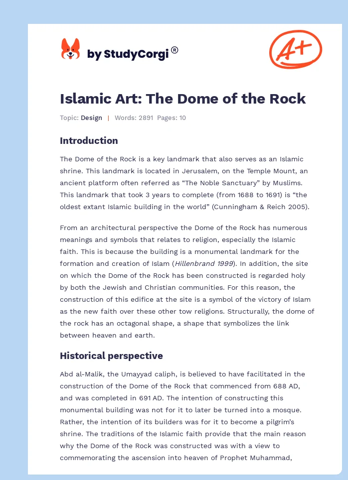 Islamic Art: The Dome of the Rock. Page 1