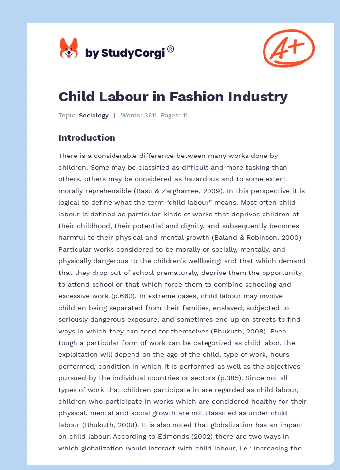Child Labour in Fashion Industry. Page 1