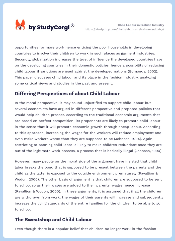 Child Labour in Fashion Industry. Page 2