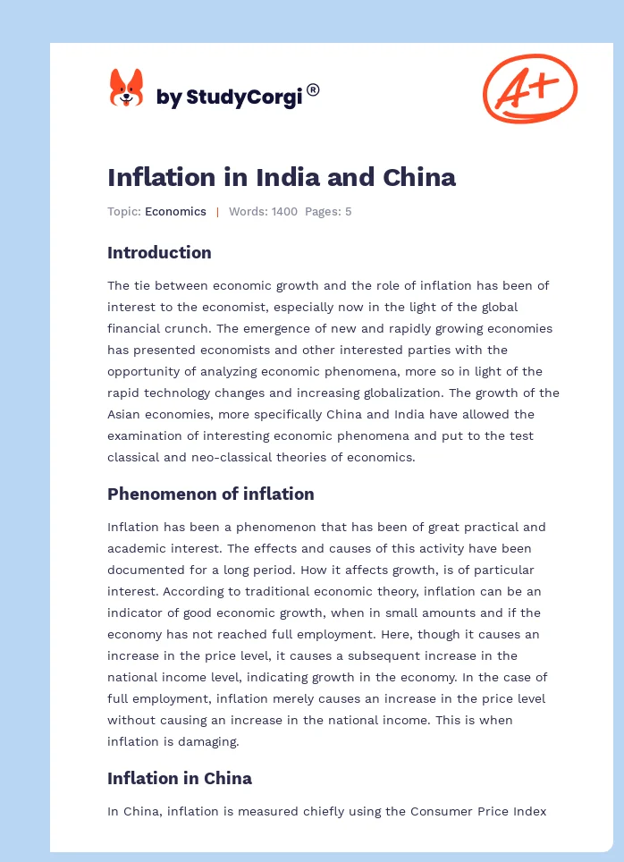 Inflation in India and China. Page 1