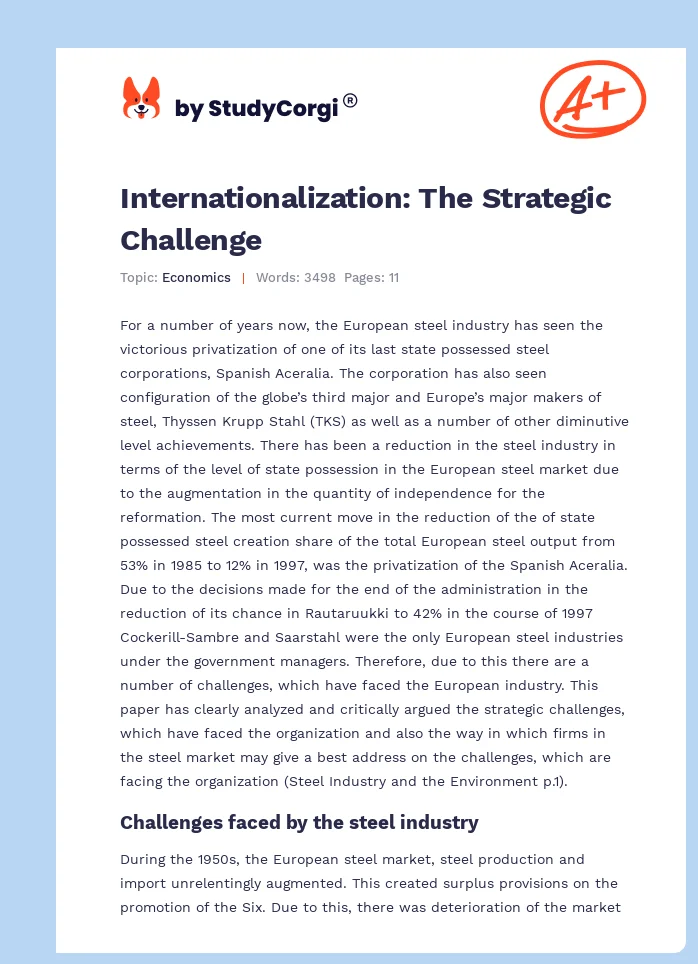 Internationalization: The Strategic Challenge. Page 1