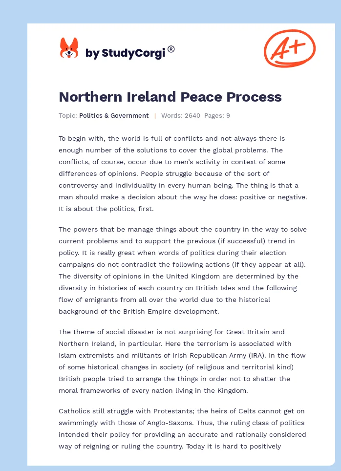 Northern Ireland Peace Process. Page 1