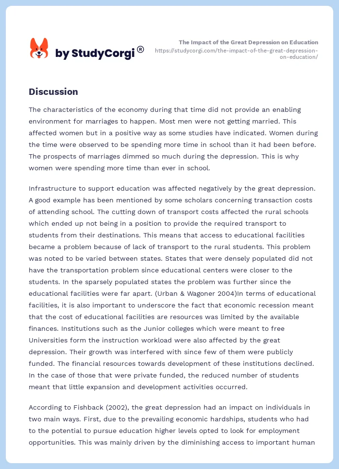 The Impact of the Great Depression on Education. Page 2