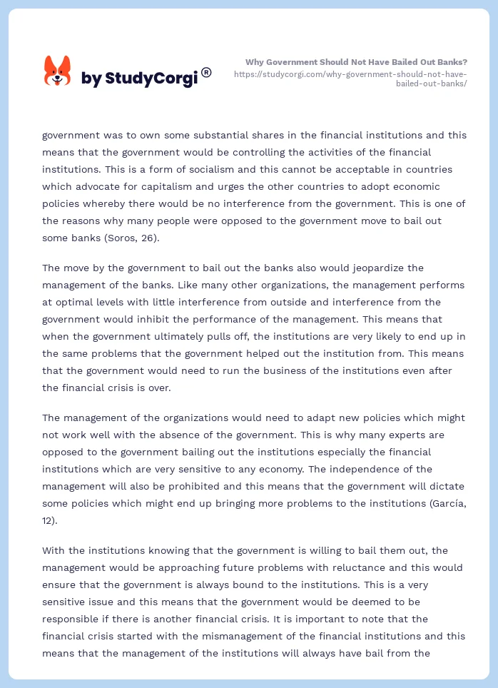 Why Government Should Not Have Bailed Out Banks?. Page 2