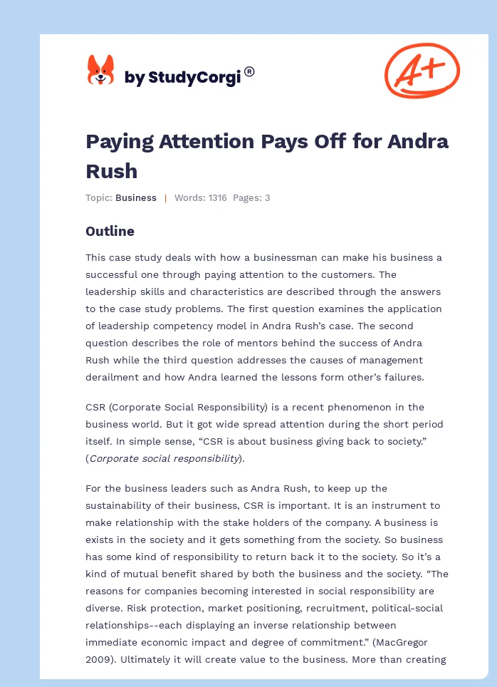 Paying Attention Pays Off for Andra Rush. Page 1