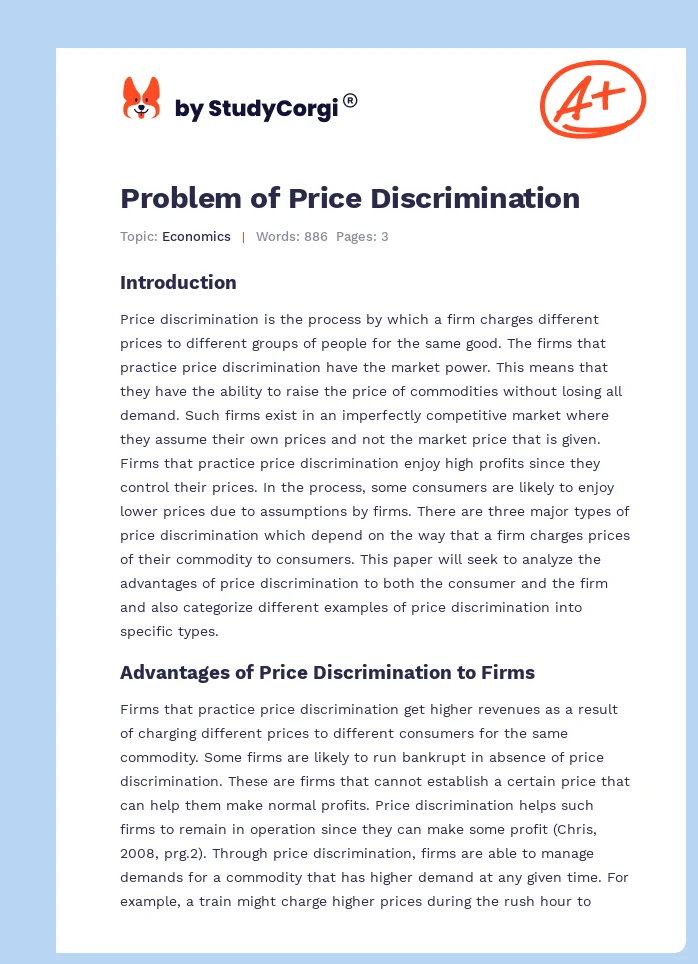 Problem of Price Discrimination. Page 1
