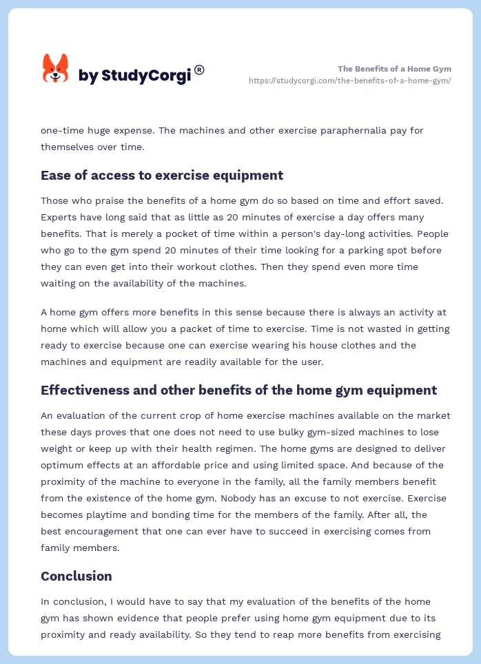 The Benefits of a Home Gym. Page 2