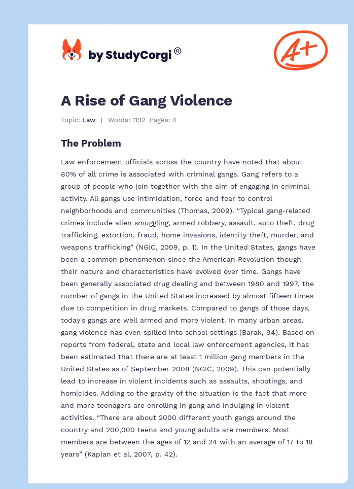 A Rise of Gang Violence. Page 1