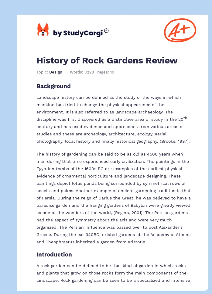 History of Rock Gardens Review. Page 1
