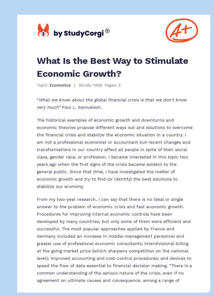 What Is the Best Way to Stimulate Economic Growth?. Page 1