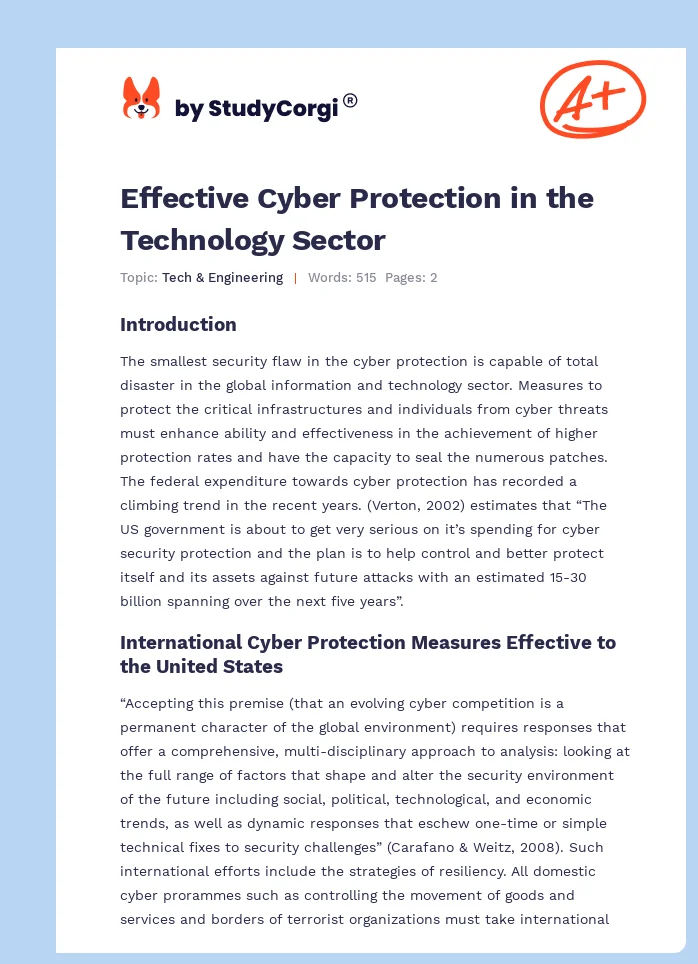 Effective Cyber Protection in the Technology Sector. Page 1