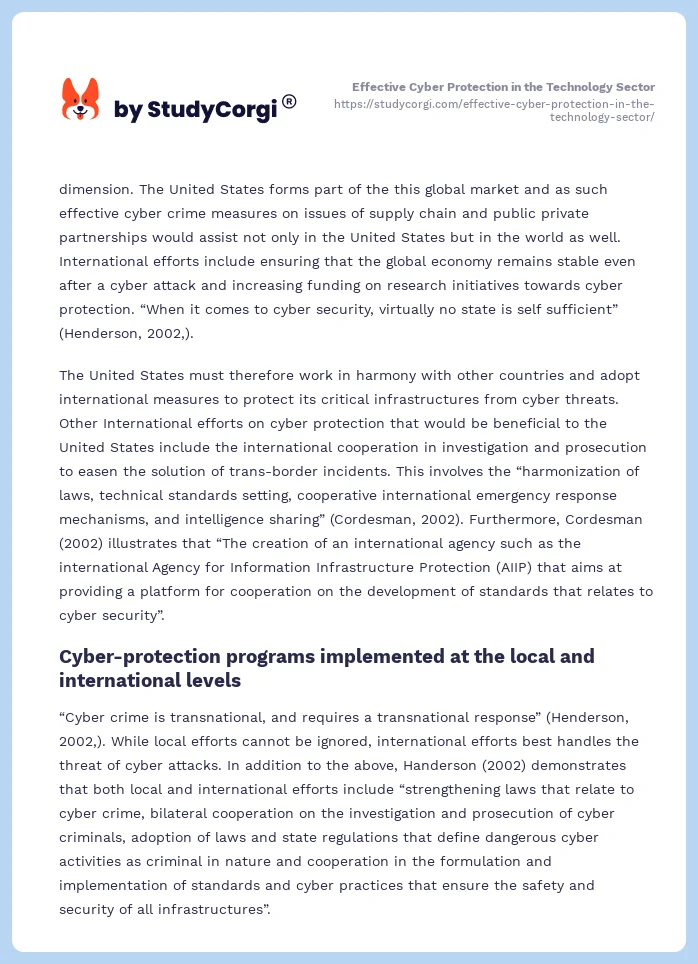 Effective Cyber Protection in the Technology Sector. Page 2