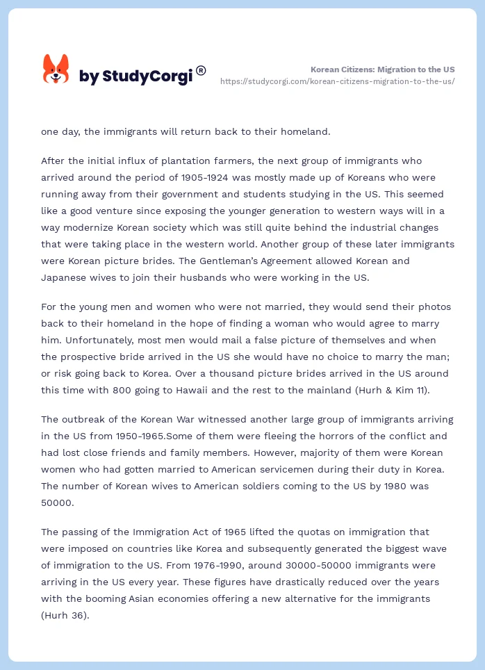 Korean Citizens: Migration to the US. Page 2