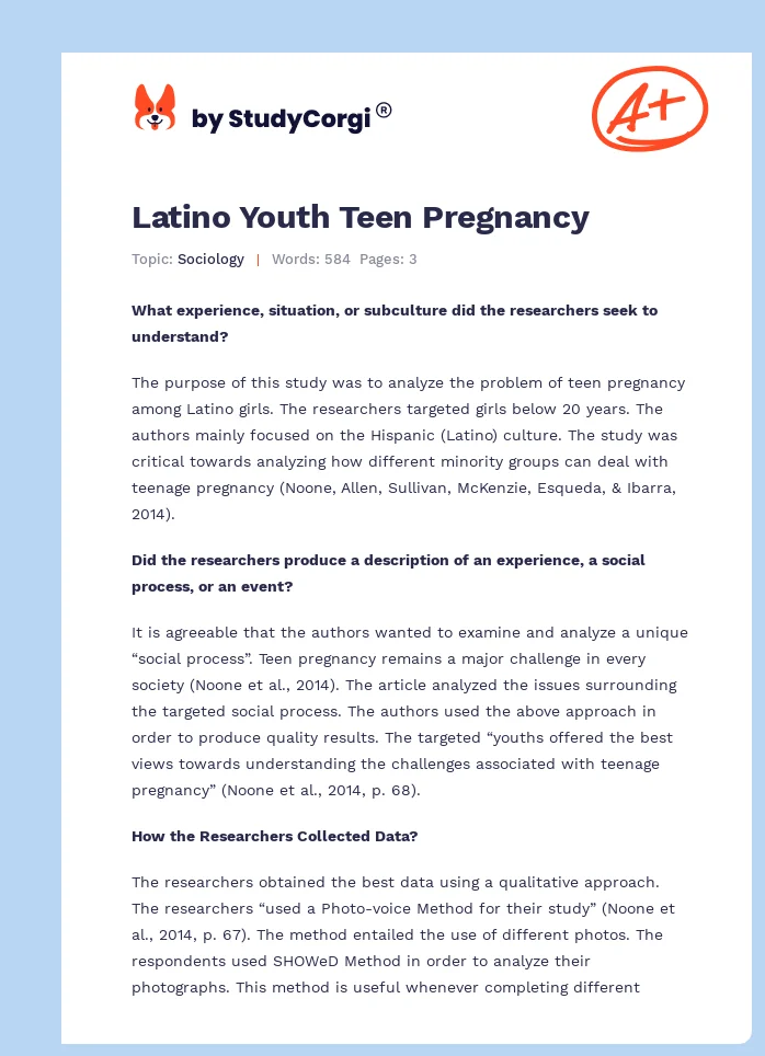 Latino Youth Teen Pregnancy. Page 1