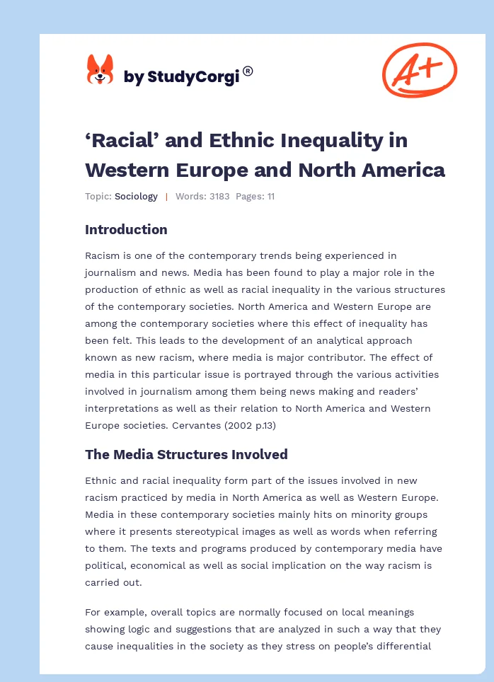 ‘Racial’ and Ethnic Inequality in Western Europe and North America. Page 1