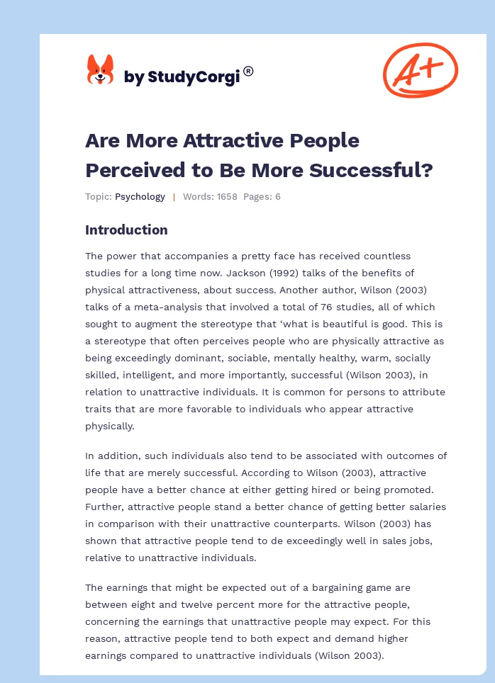 Are More Attractive People Perceived to Be More Successful?. Page 1