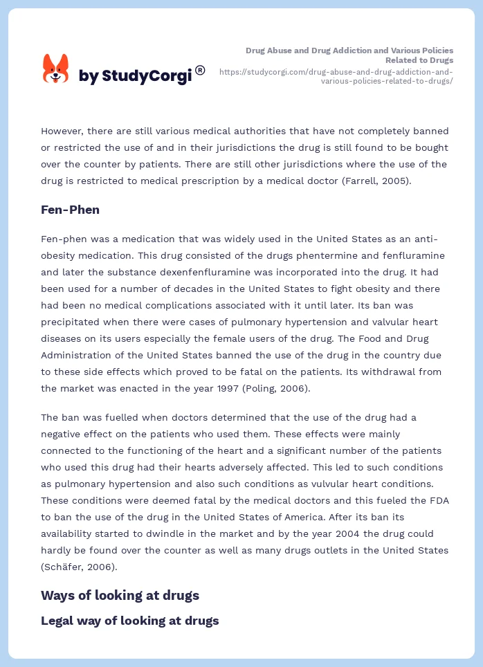 Drug Abuse and Drug Addiction and Various Policies Related to Drugs. Page 2