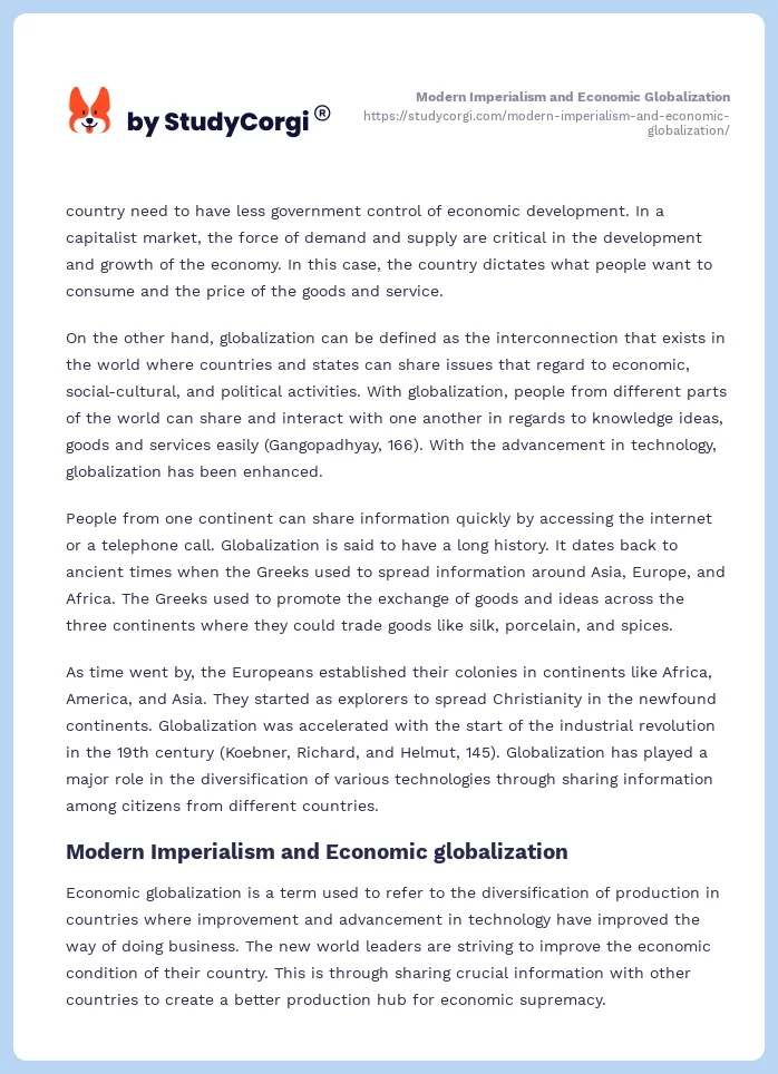 Modern Imperialism and Economic Globalization. Page 2